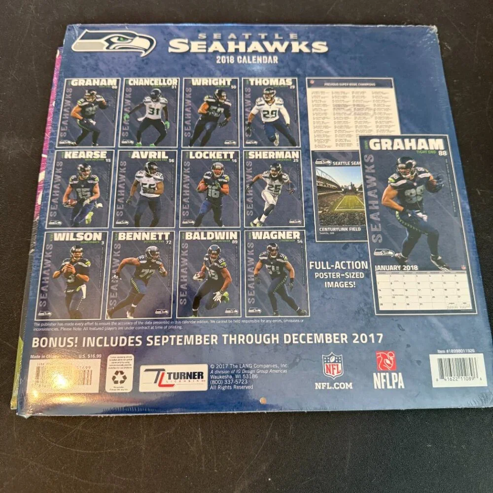 Seattle Seahawks Turner Licensing NFL Wall Calendar 2018 (109)